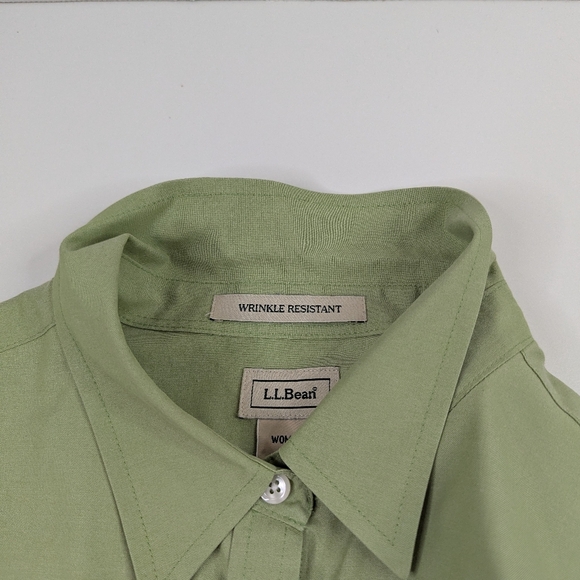 LL Bean Shirt Wrinkle‎ Resistant Pistachio Green Button Front Women's L - Picture 11 of 12